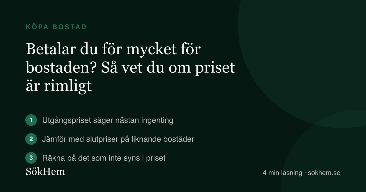 Betalar du för mycket för bostaden? Så vet du om priset är rimligt – infografik från SökHem