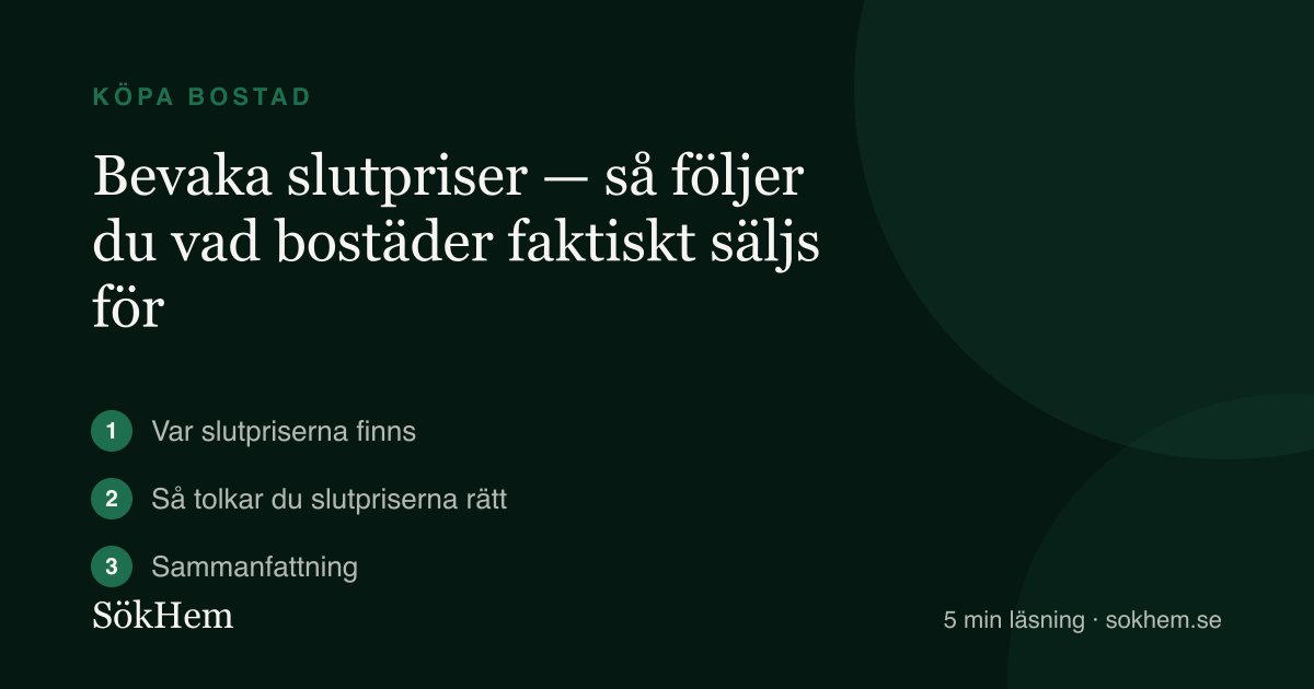 Bevaka slutpriser — så följer du vad bostäder faktiskt säljs för – infografik från SökHem