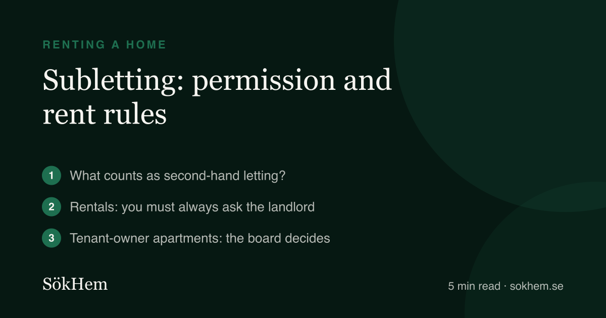 Subletting: permission and rent rules – infographic from SökHem