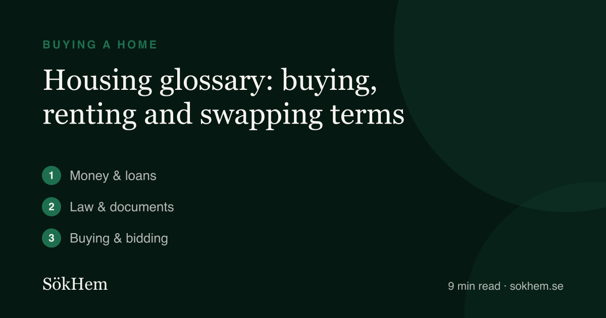 Housing glossary: buying, renting and swapping terms – infographic from SökHem