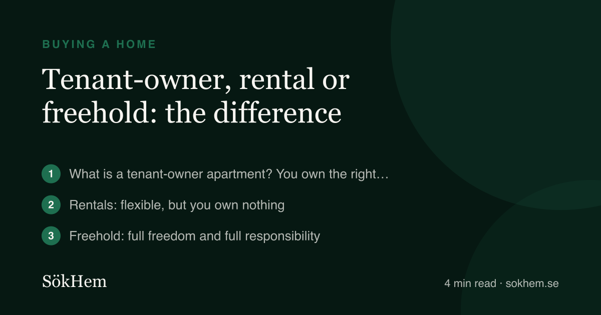 Tenant-owner, rental or freehold: the difference – infographic from SökHem