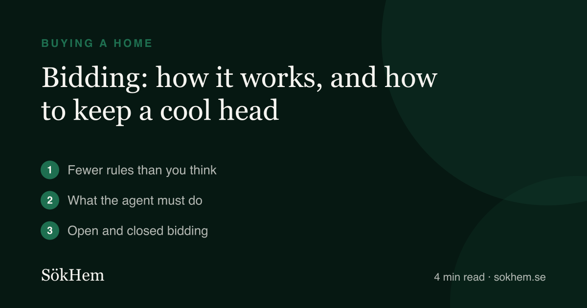 Bidding: how it works, and how to keep a cool head – infographic from SökHem
