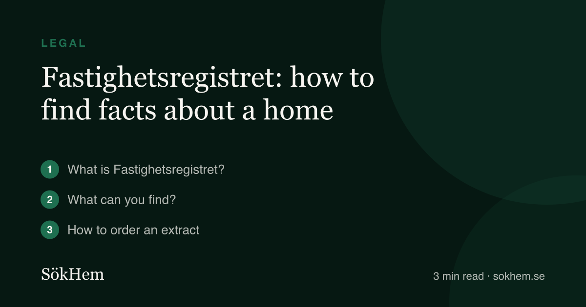 Fastighetsregistret: how to find facts about a home – infographic from SökHem