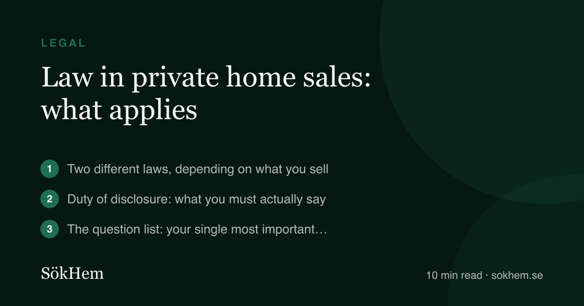 Law in private home sales: what applies – infographic from SökHem