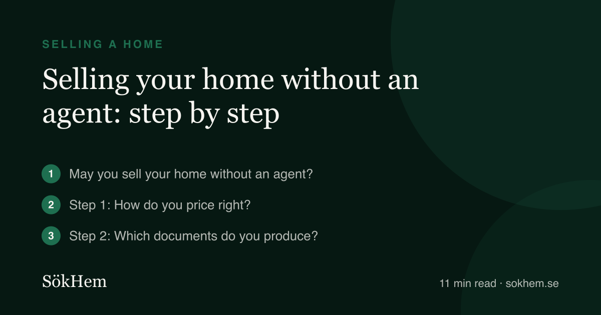 Selling your home without an agent: step by step – infographic from SökHem
