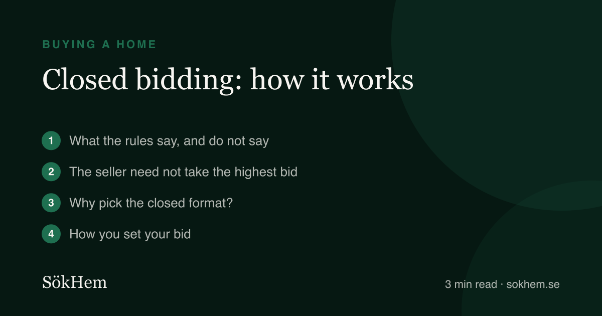 Closed bidding: how it works – infographic from SökHem
