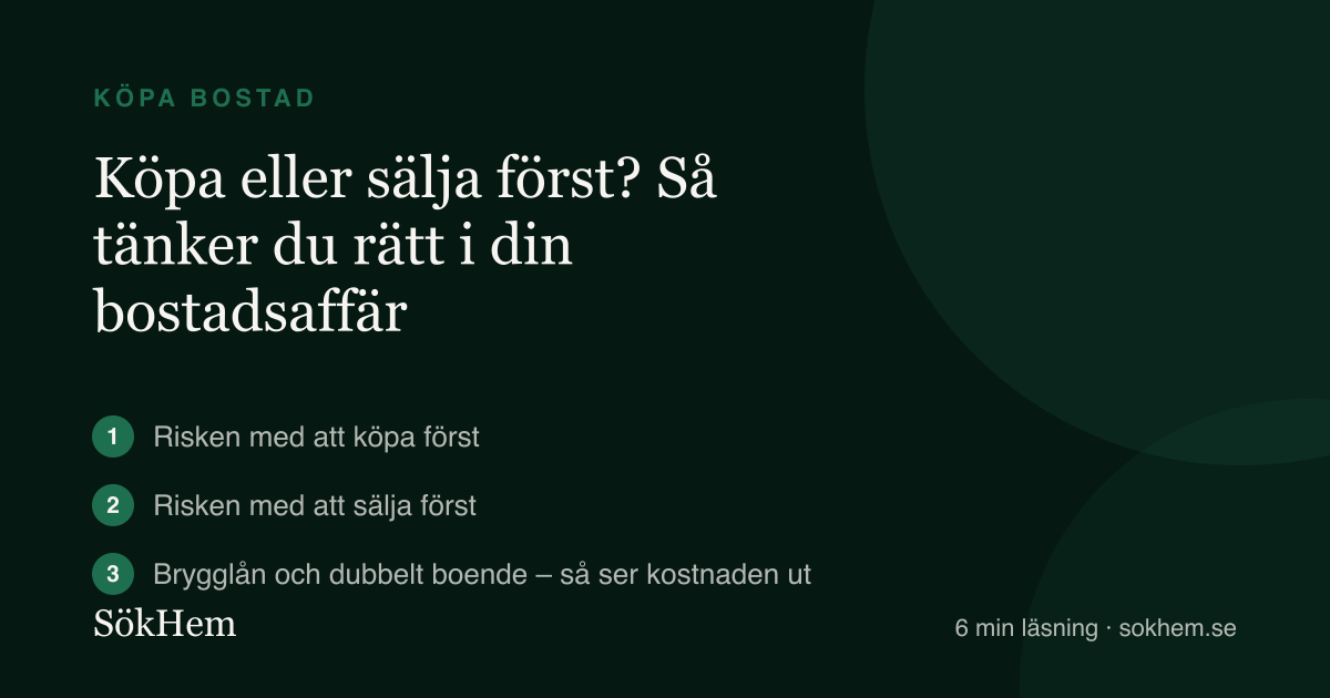 Köpa eller sälja först? Så tänker du rätt i din bostadsaffär – infografik från SökHem