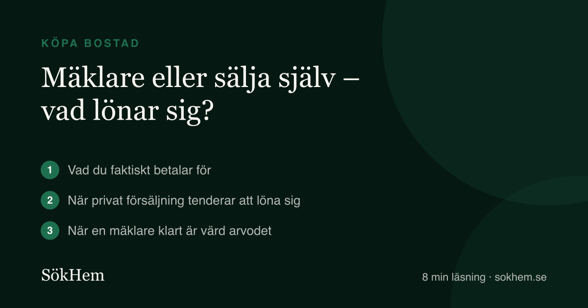 Mäklare eller sälja själv – vad lönar sig? – infografik från SökHem