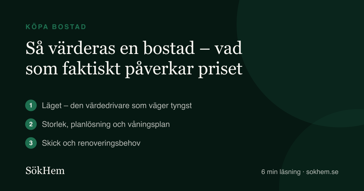 Så värderas en bostad – vad som faktiskt påverkar priset – infografik från SökHem