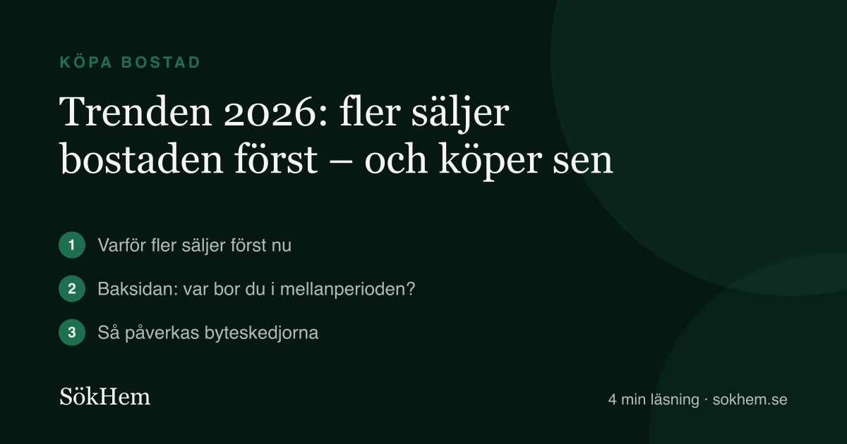Trenden 2026: fler säljer bostaden först – och köper sen – infografik från SökHem