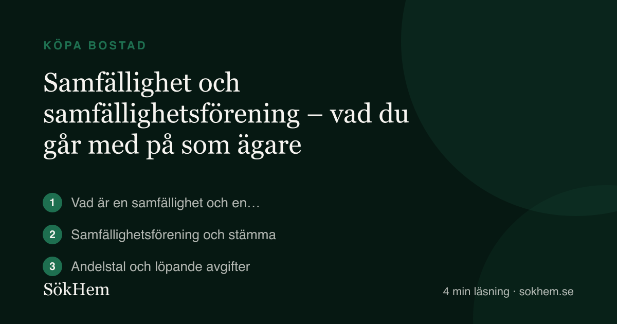 Samfällighet och samfällighetsförening – vad du går med på som ägare – infografik från SökHem