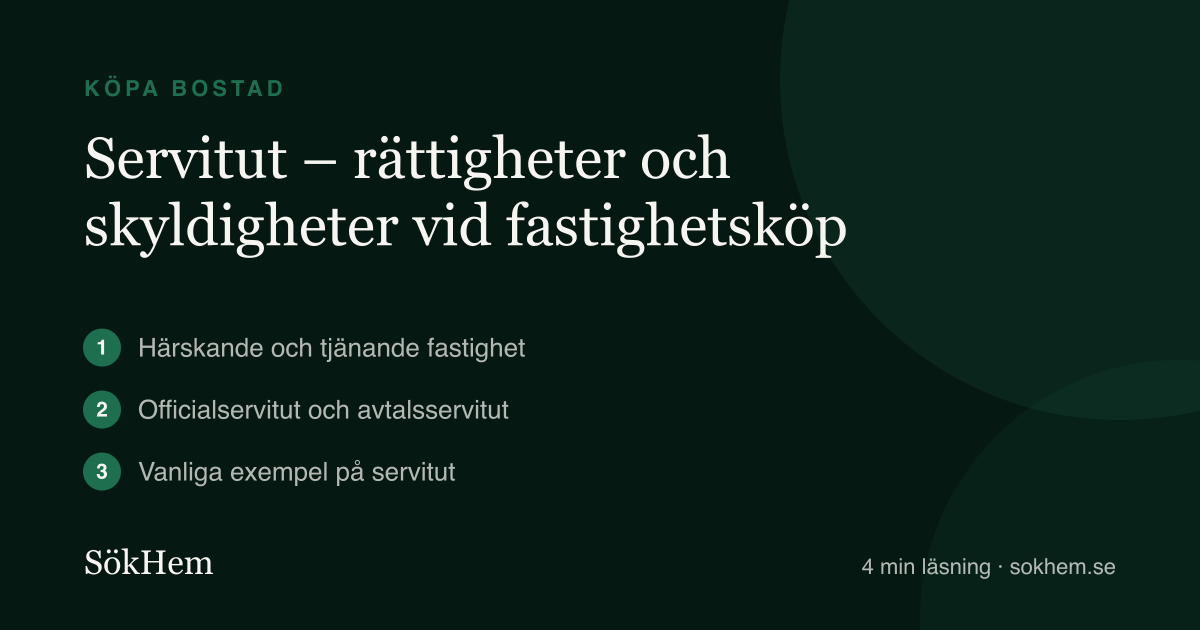Servitut – rättigheter och skyldigheter vid fastighetsköp – infografik från SökHem