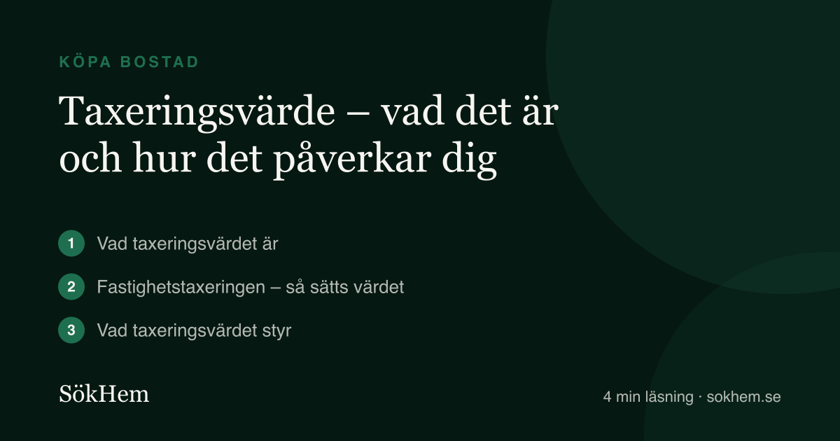 Taxeringsvärde – vad det är och hur det påverkar dig – infografik från SökHem